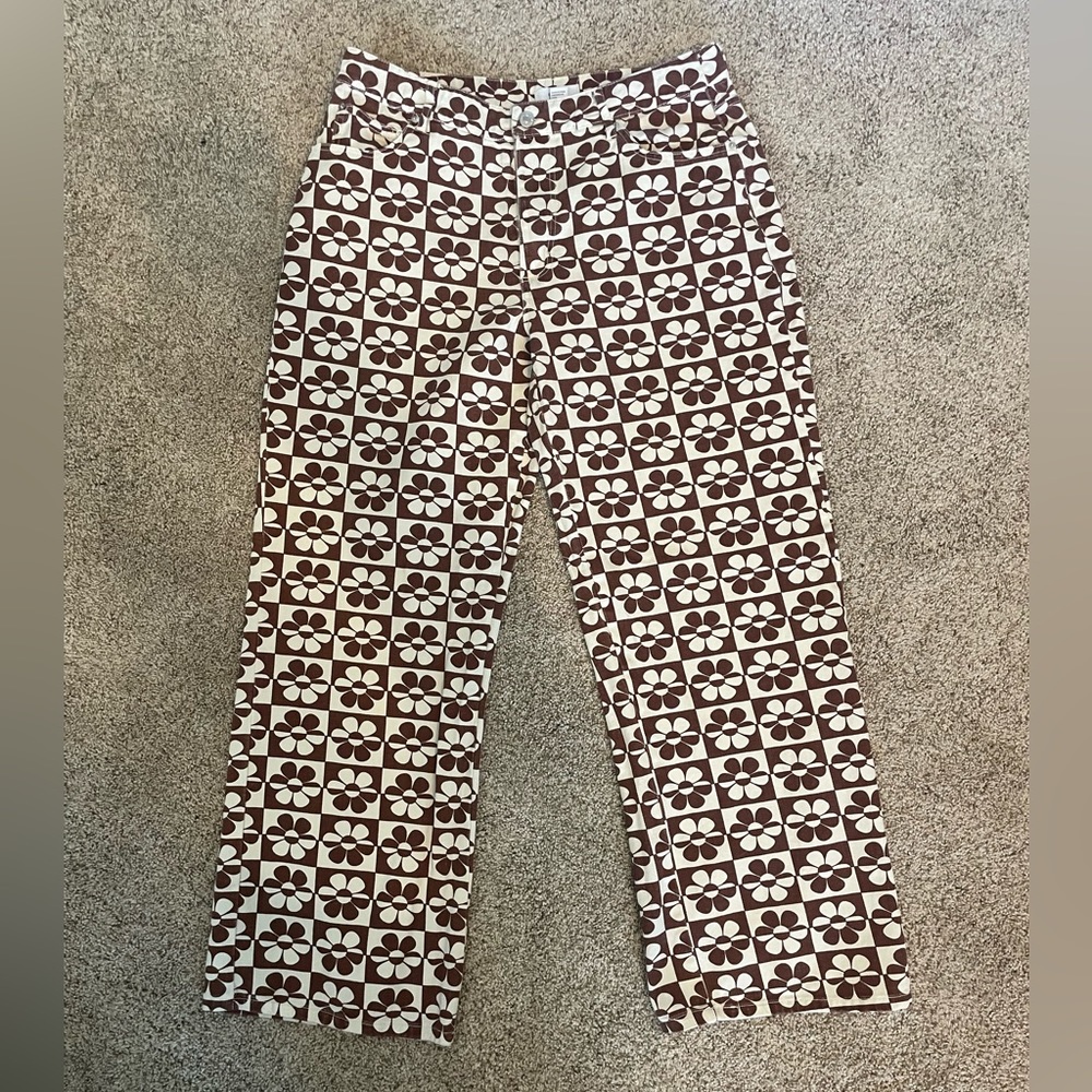 Brown and white flowered jeans from Forever 21